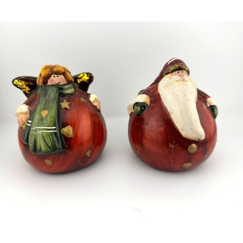 Delton Products Fine Collectables Santa And Angel Rolly Polly Figurines